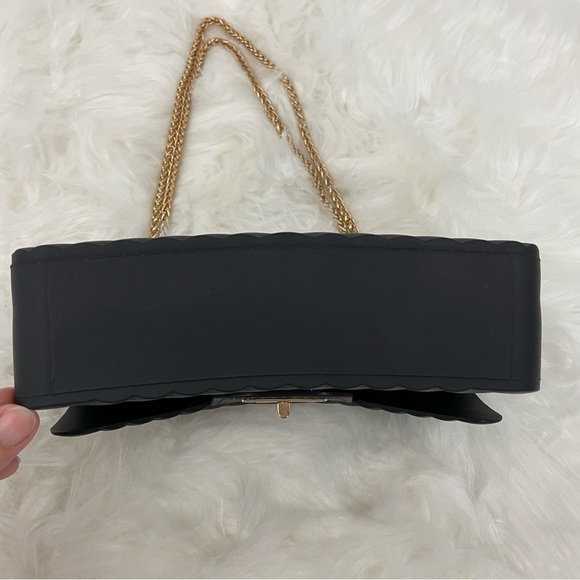 Convertible Cross Body Purse, Rubber with Gold Chain Strap - Picture 2 of 8